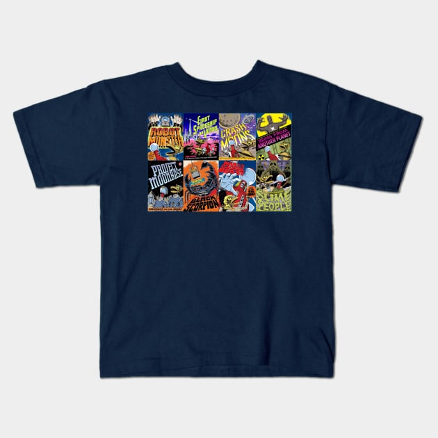 MST3K Science Fiction Collage Kids T-Shirt by Starbase79